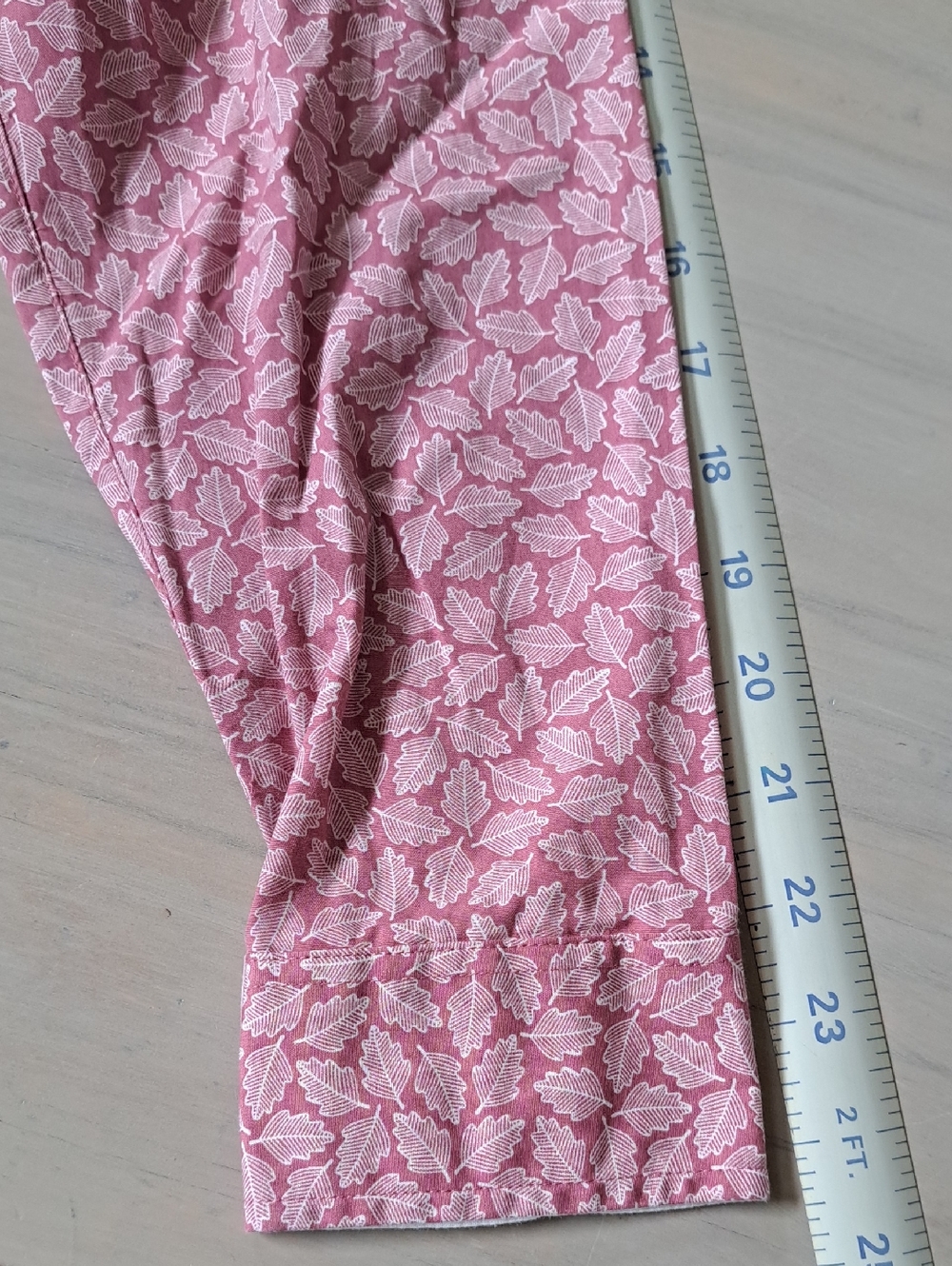 Orvis 100% Cotton Pink Leaf Print Comfy Casual Muted Pink Button Down Shirt - Picture 10 of 10